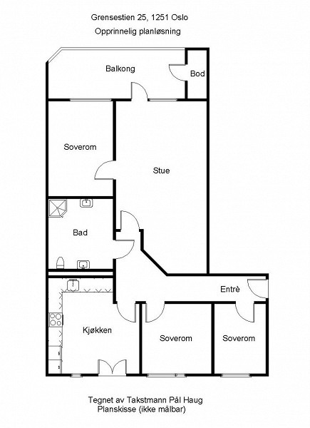 Nesten same planløsning i Grensestien 3 som denne. Litt mer åpent mellom stue og kjøkken som gir gode lysforhold.